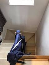 upright piano move, narrow stair in Warwick