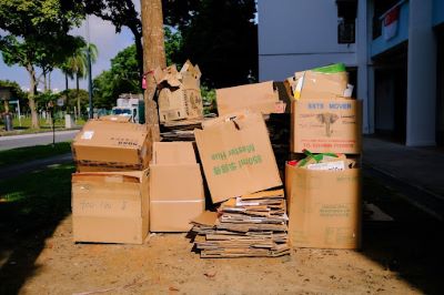 Second-hand boxes on the street