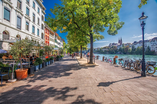 Old city centre of Basel with Munster cathedral and the Rhine River, Switzerland