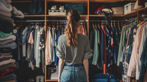 woman front of her wardrobe