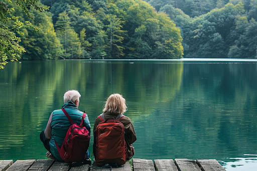 sitting at the lake