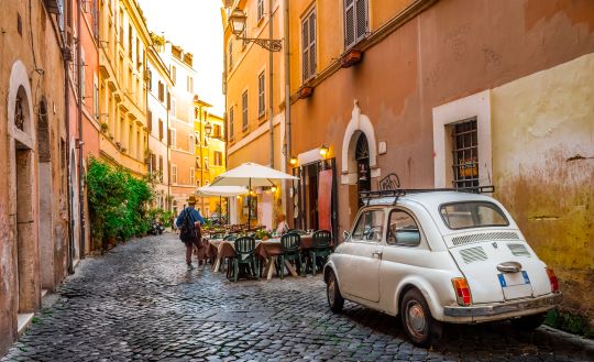 Cozy street in Trastevere, Rome